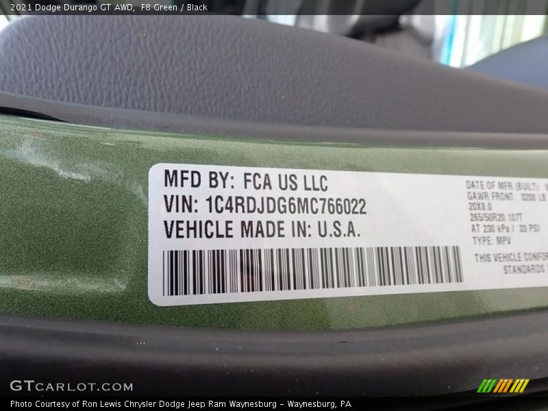 F8 Green / Black 2021 Dodge Durango GT AWD