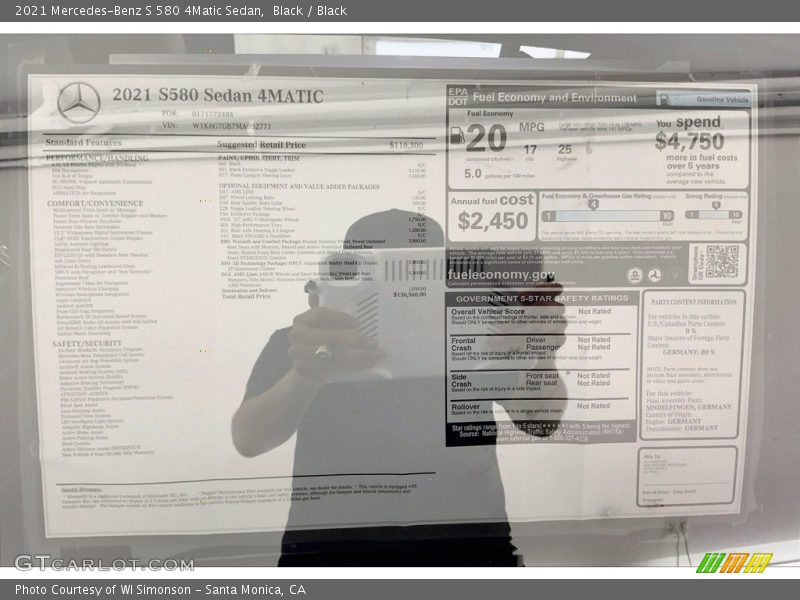 Black / Black 2021 Mercedes-Benz S 580 4Matic Sedan