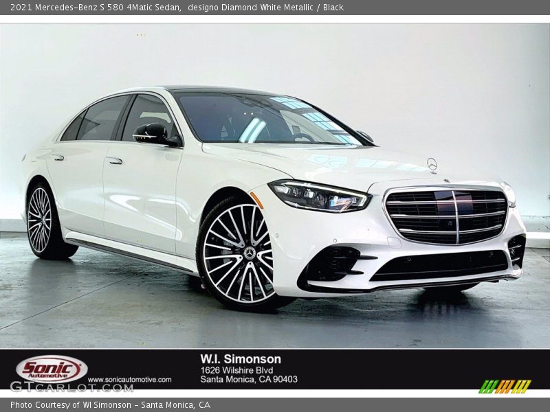 designo Diamond White Metallic / Black 2021 Mercedes-Benz S 580 4Matic Sedan