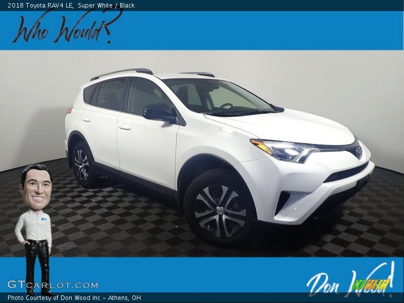 Super White / Black 2018 Toyota RAV4 LE