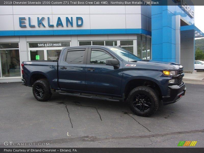 Northsky Blue Metallic / Jet Black 2019 Chevrolet Silverado 1500 Custom Z71 Trail Boss Crew Cab 4WD