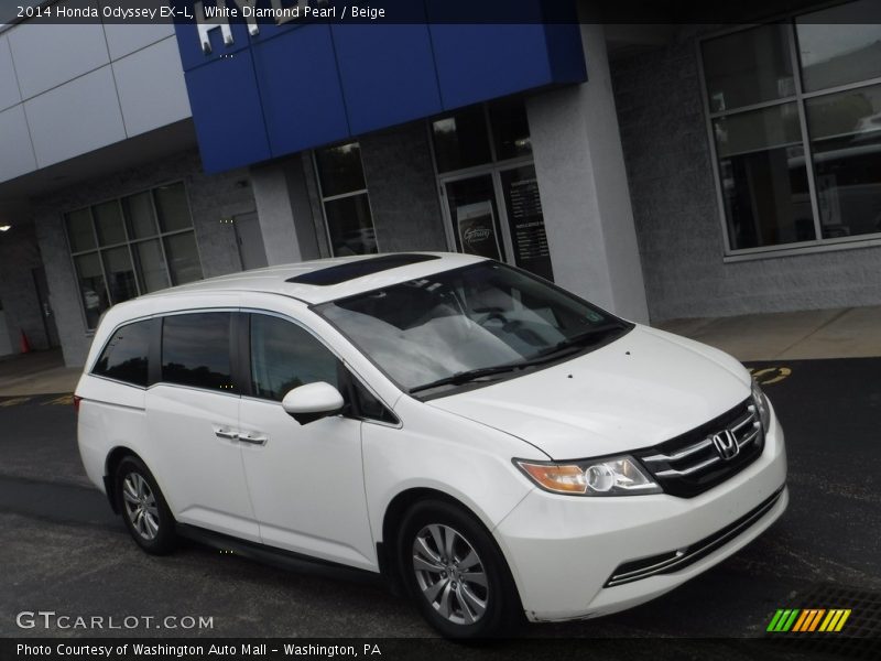White Diamond Pearl / Beige 2014 Honda Odyssey EX-L