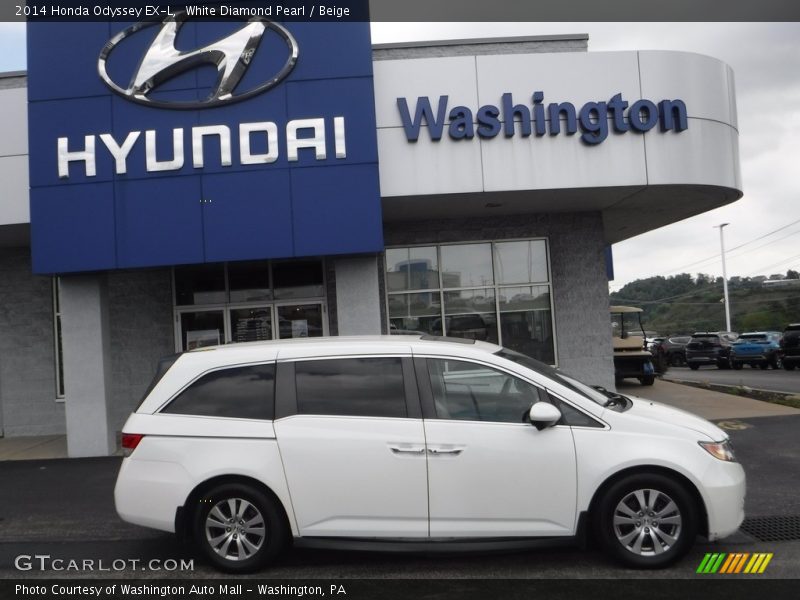 White Diamond Pearl / Beige 2014 Honda Odyssey EX-L