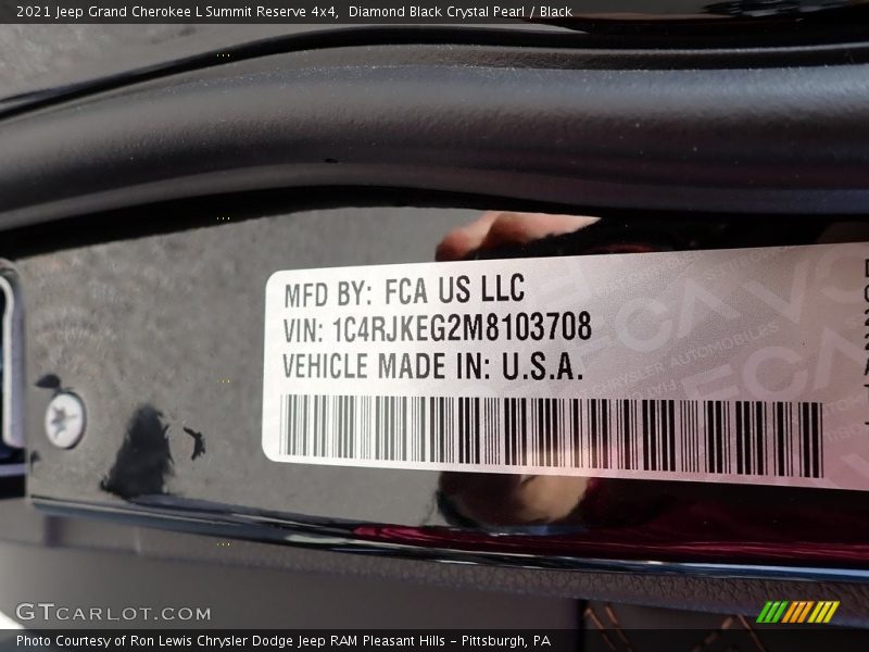 Diamond Black Crystal Pearl / Black 2021 Jeep Grand Cherokee L Summit Reserve 4x4