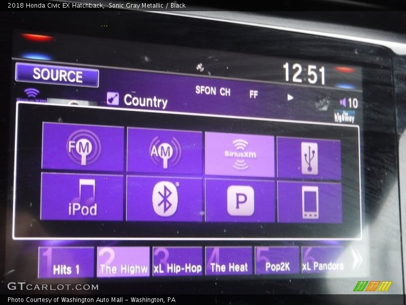 Sonic Gray Metallic / Black 2018 Honda Civic EX Hatchback