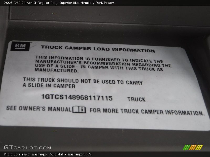 Superior Blue Metallic / Dark Pewter 2006 GMC Canyon SL Regular Cab