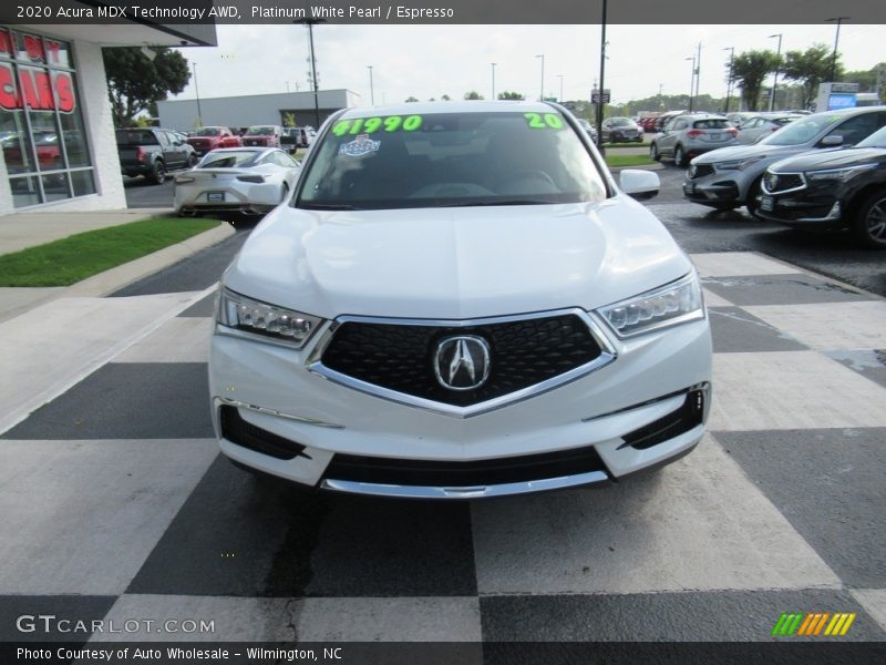 Platinum White Pearl / Espresso 2020 Acura MDX Technology AWD