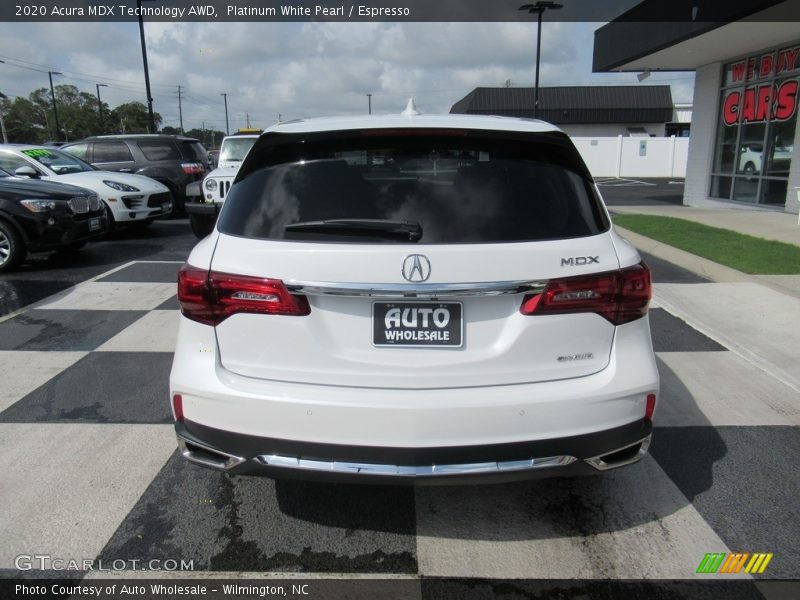 Platinum White Pearl / Espresso 2020 Acura MDX Technology AWD