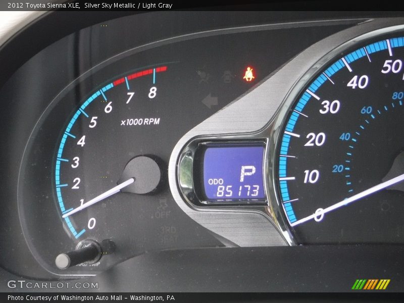 Silver Sky Metallic / Light Gray 2012 Toyota Sienna XLE