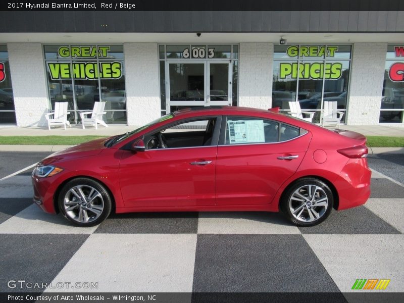Red / Beige 2017 Hyundai Elantra Limited