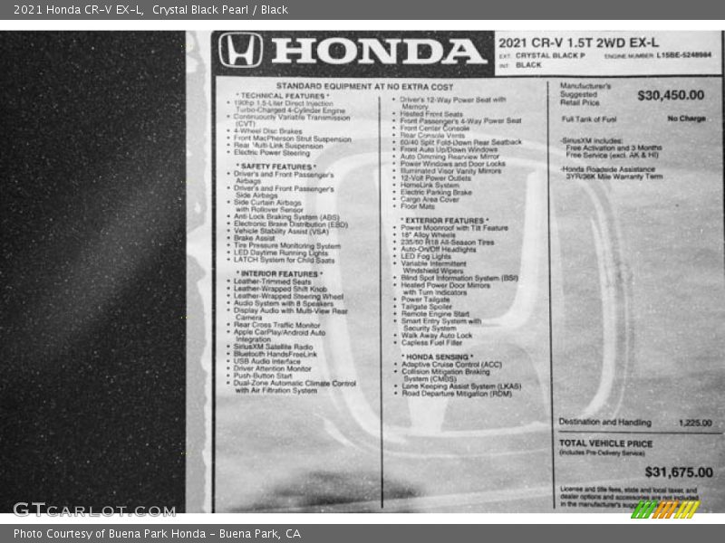 Crystal Black Pearl / Black 2021 Honda CR-V EX-L