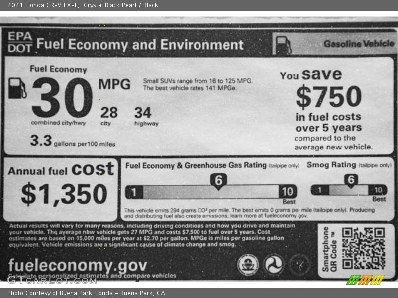 Crystal Black Pearl / Black 2021 Honda CR-V EX-L