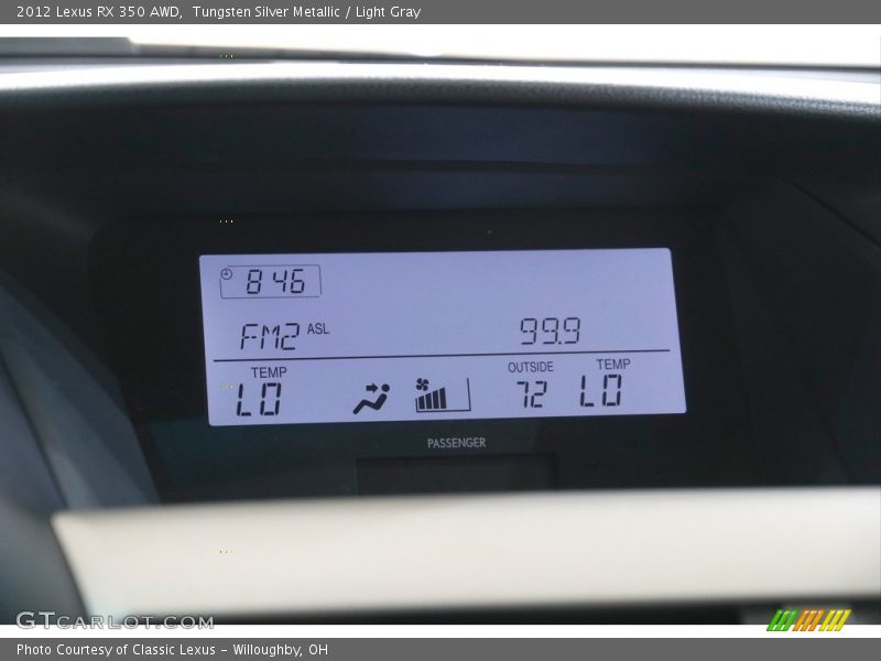 Tungsten Silver Metallic / Light Gray 2012 Lexus RX 350 AWD