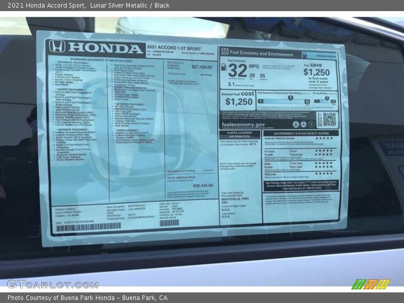 Lunar Silver Metallic / Black 2021 Honda Accord Sport