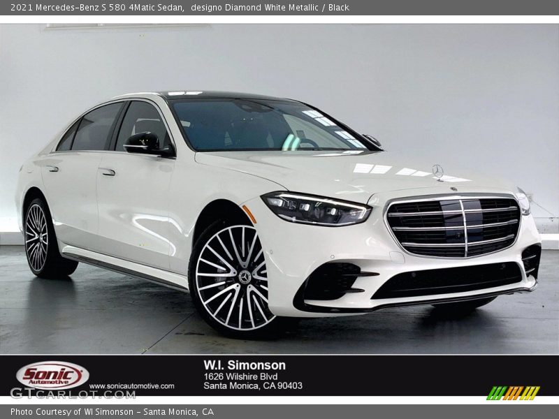 designo Diamond White Metallic / Black 2021 Mercedes-Benz S 580 4Matic Sedan