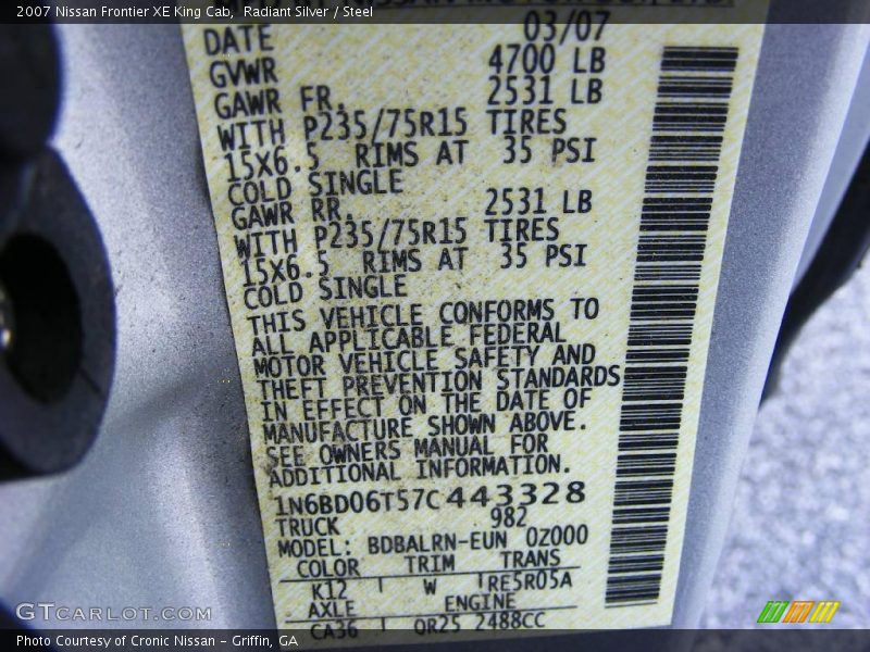 Radiant Silver / Steel 2007 Nissan Frontier XE King Cab