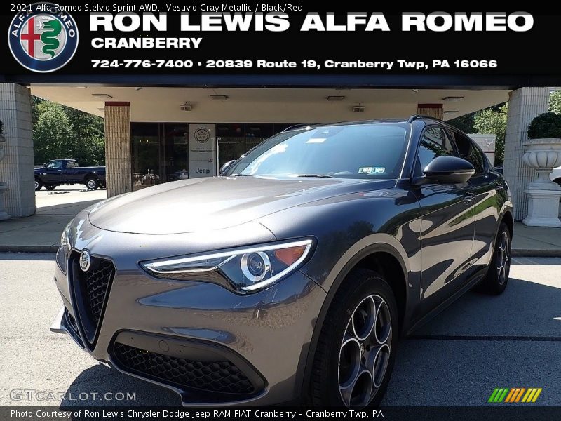 Vesuvio Gray Metallic / Black/Red 2021 Alfa Romeo Stelvio Sprint AWD