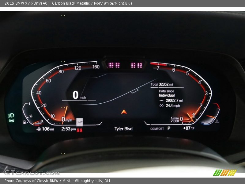 Carbon Black Metallic / Ivory White/Night Blue 2019 BMW X7 xDrive40i