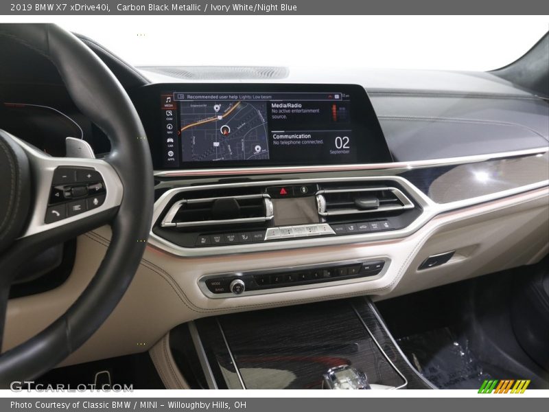 Carbon Black Metallic / Ivory White/Night Blue 2019 BMW X7 xDrive40i