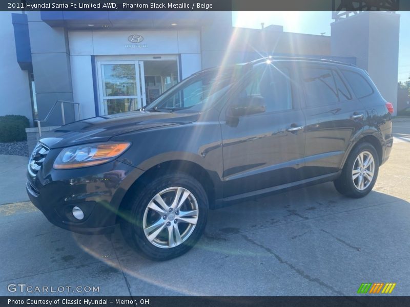 Phantom Black Metallic / Beige 2011 Hyundai Santa Fe Limited AWD