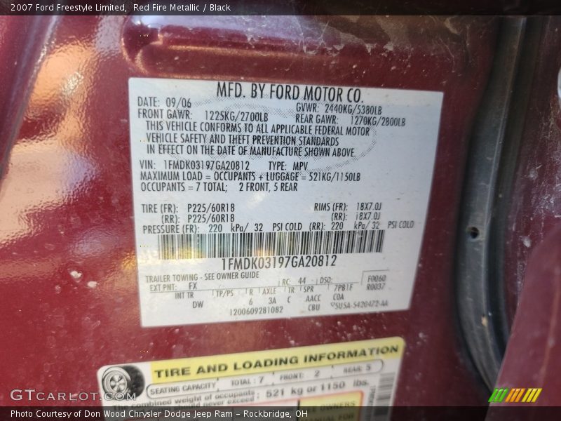 Red Fire Metallic / Black 2007 Ford Freestyle Limited
