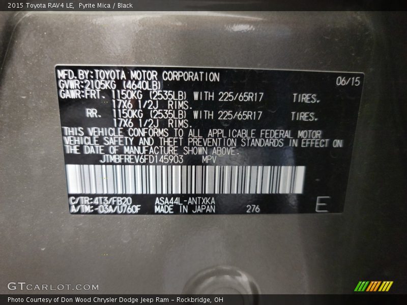 Pyrite Mica / Black 2015 Toyota RAV4 LE