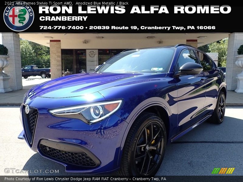 Anodized Blue Metallic / Black 2021 Alfa Romeo Stelvio Ti Sport AWD