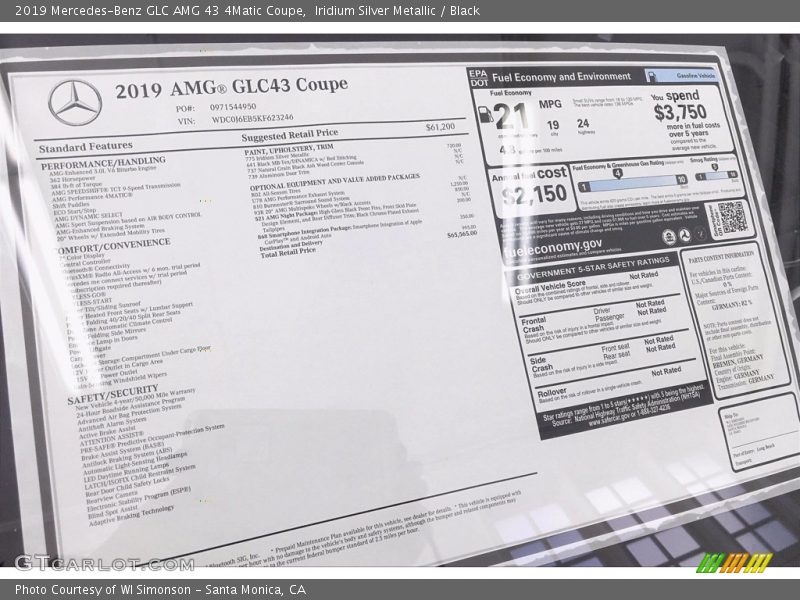 Iridium Silver Metallic / Black 2019 Mercedes-Benz GLC AMG 43 4Matic Coupe