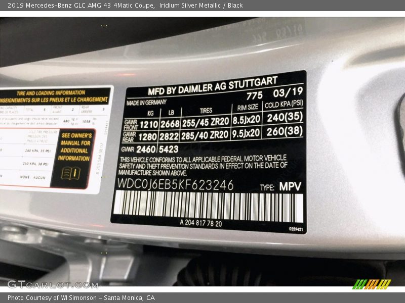 Iridium Silver Metallic / Black 2019 Mercedes-Benz GLC AMG 43 4Matic Coupe