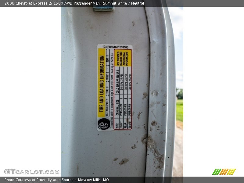 Summit White / Neutral 2008 Chevrolet Express LS 1500 AWD Passenger Van