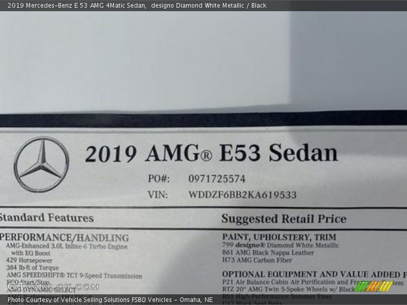  2019 E 53 AMG 4Matic Sedan Window Sticker