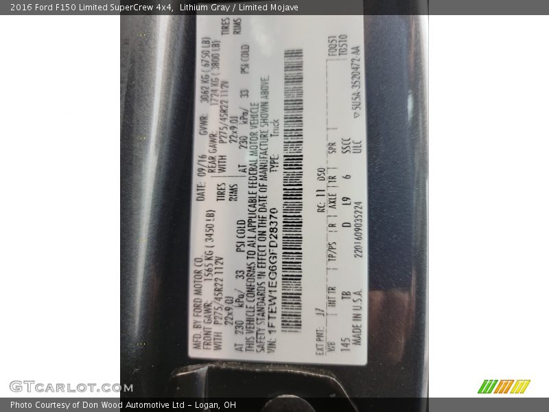 Lithium Gray / Limited Mojave 2016 Ford F150 Limited SuperCrew 4x4