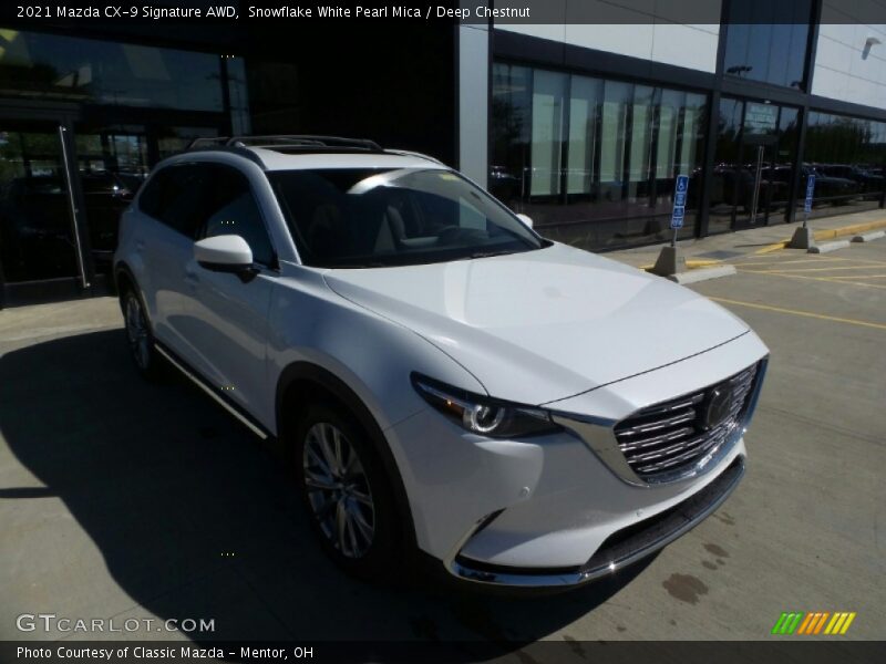 Snowflake White Pearl Mica / Deep Chestnut 2021 Mazda CX-9 Signature AWD