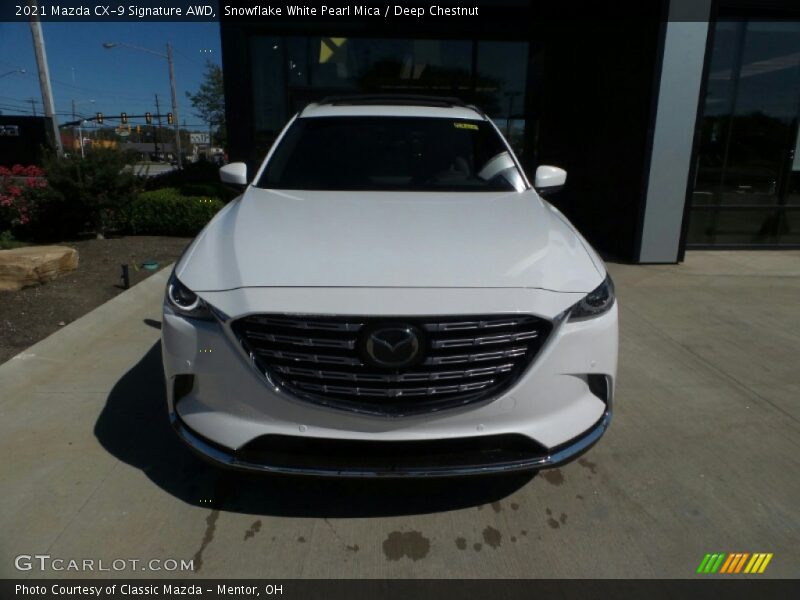 Snowflake White Pearl Mica / Deep Chestnut 2021 Mazda CX-9 Signature AWD