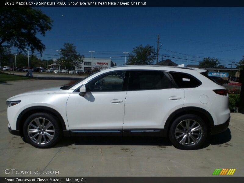 Snowflake White Pearl Mica / Deep Chestnut 2021 Mazda CX-9 Signature AWD