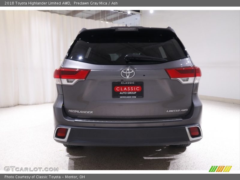 Predawn Gray Mica / Ash 2018 Toyota Highlander Limited AWD