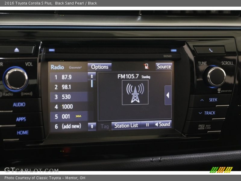 Black Sand Pearl / Black 2016 Toyota Corolla S Plus