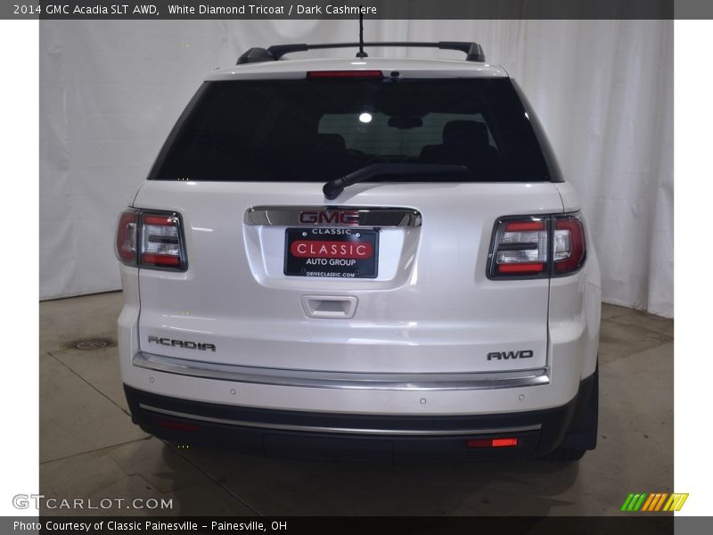 White Diamond Tricoat / Dark Cashmere 2014 GMC Acadia SLT AWD