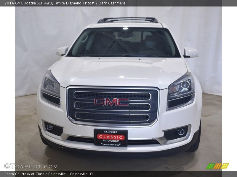 White Diamond Tricoat / Dark Cashmere 2014 GMC Acadia SLT AWD