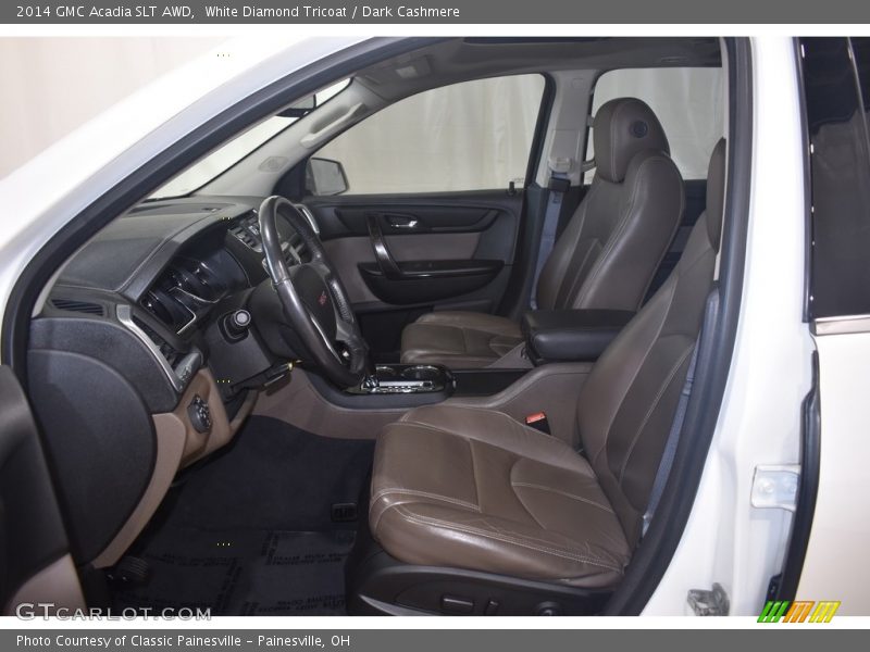 White Diamond Tricoat / Dark Cashmere 2014 GMC Acadia SLT AWD