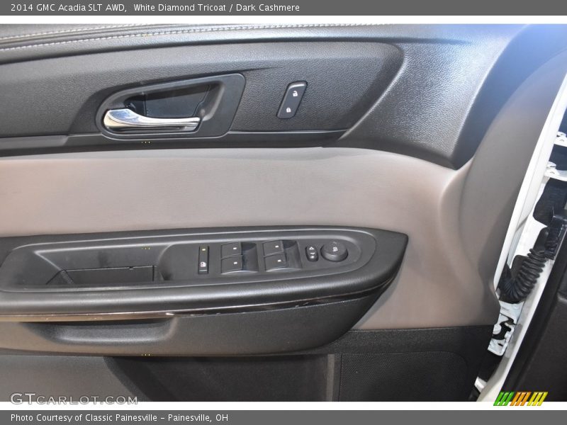 White Diamond Tricoat / Dark Cashmere 2014 GMC Acadia SLT AWD