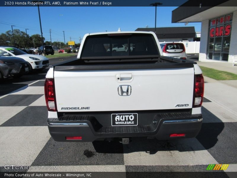 Platinum White Pearl / Beige 2020 Honda Ridgeline RTL AWD