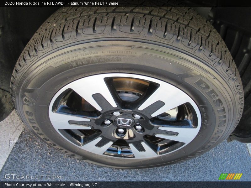 Platinum White Pearl / Beige 2020 Honda Ridgeline RTL AWD