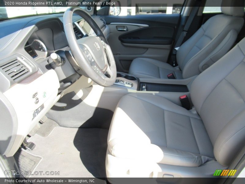 Platinum White Pearl / Beige 2020 Honda Ridgeline RTL AWD