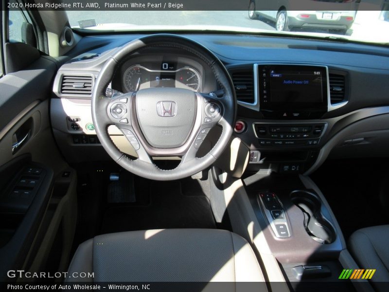 Platinum White Pearl / Beige 2020 Honda Ridgeline RTL AWD