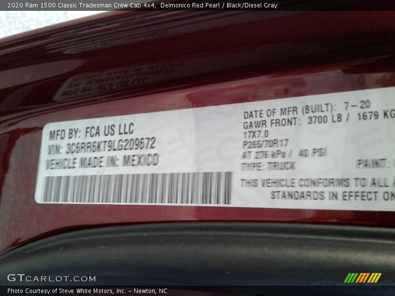 Delmonico Red Pearl / Black/Diesel Gray 2020 Ram 1500 Classic Tradesman Crew Cab 4x4