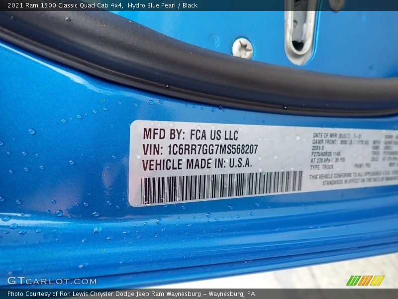 Hydro Blue Pearl / Black 2021 Ram 1500 Classic Quad Cab 4x4