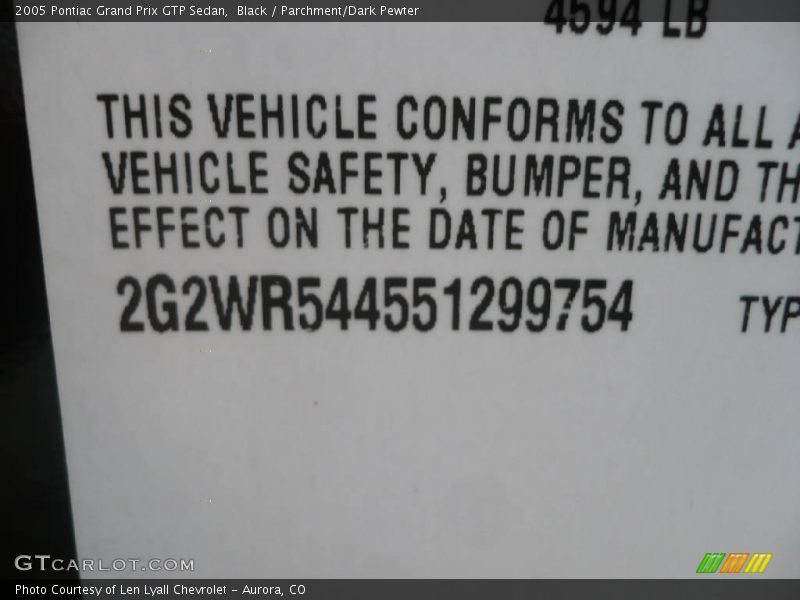 Black / Parchment/Dark Pewter 2005 Pontiac Grand Prix GTP Sedan