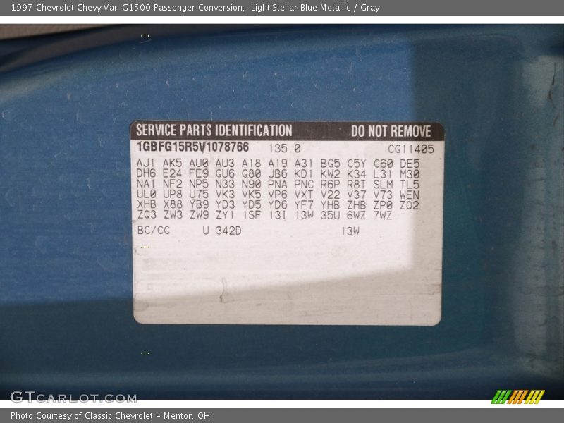 Light Stellar Blue Metallic / Gray 1997 Chevrolet Chevy Van G1500 Passenger Conversion