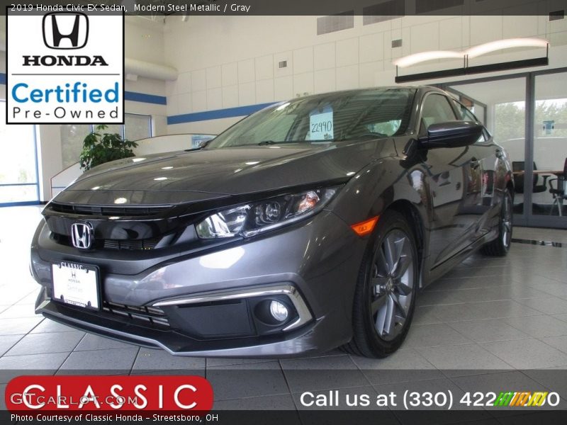 Modern Steel Metallic / Gray 2019 Honda Civic EX Sedan